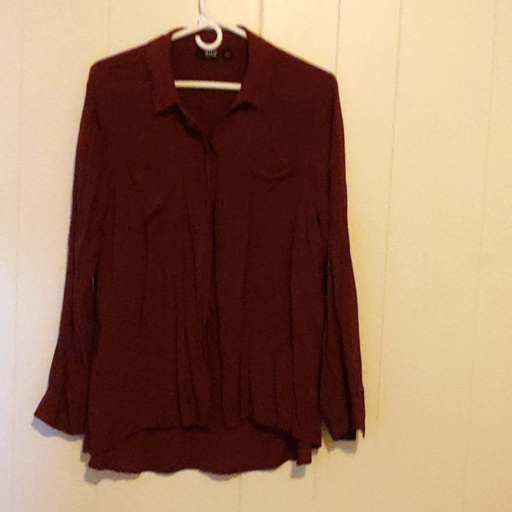 A.n.a, large, maroon button up blouse